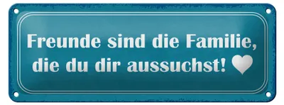 Produktbild von Blechschild Freunde sind Familie die du, 27x10 cm, Blechschilder Spruch Glück Weisheit