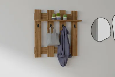 Produktbild von Skye Decor, Carina - Walnut, Wandgarderoben und Haken, Nussbaum, 70 x 70 x 18 cm