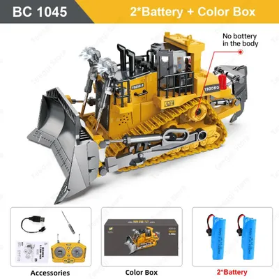 Produktbild von RC-Bulldozer-Spielzeug - Ferngesteuerter Bulldozer - Maßstab 1:20 - 9 Kanäle - Reichweite 30 m - Lithiumakku Inklusive - Fahrzeit 30 Min - Für 6–12 Jahre
