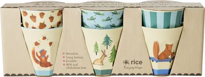 Produktbild von Rice Melamin Becher 6er-SET - Blue Happy Forest 160ml