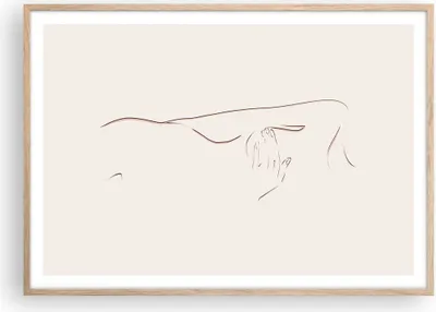 Produktbild von Gerahmtes Poster - Rahmen in heller Eiche - Skizze Nacktheit Frau - 100x70 cm - Wand Bild - Wanddeko - Wandbilder - Kunstposter - Wandposter - Bilderrahmen - Bilder - Kunstdruck - P2NAA100x70-4552