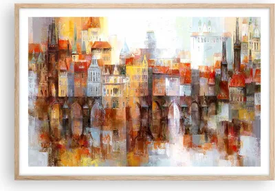 Produktbild von Gerahmtes Poster - Rahmen in heller Eiche - Stadt Mietshaus - 91,5x61 cm - Wand Bild - Wanddeko - Wandbilder - Kunstposter - Wandposter - Bilderrahmen - Bilder - Kunstdruck - Wandbild P2NAA91x61-3476