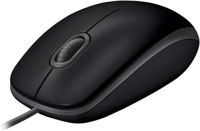 Produktbild von Kabelgebundene USB-Maus. Anschluss: USB. Anzahl der Tasten: Nicht angegeben. Sensor: Nicht angegeben. Farbe: Schwarz. Verkaufseinheit: Einzeln. Leise Maus mit Kabel, Modell B110