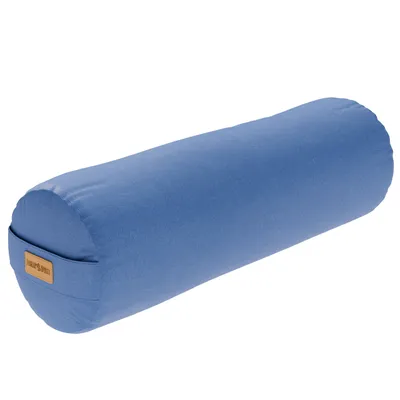 Produktbild von GORILLA SPORTS® Yoga Bolster - Ø20 cm, Waschbarer Bezug, aus 100% Baumwolle, mit Dinkelfüllung, Tragegriff, Dunkelblau - Yogarolle, Yogakissen, Yogabolster, Pilates, für Restorative Yoga