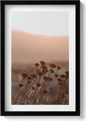 Produktbild von Boho romantische Graslandschaft– Wandbild mit Rahmen – Gerahmtes Bild  – Wanddekoration – 40x60 cm –  Schwarz