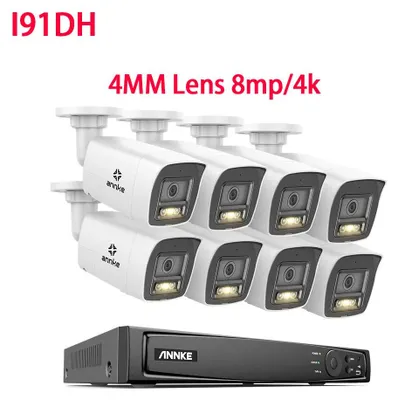 Produktbild von IP-Überwachungskamerasystem, 4K Ultra HD, 8-Kanal-Netzwerkvideoaufzeichner (NVR) mit 4 Kameras, Audioaufnahme und Nachtsichtfunktion