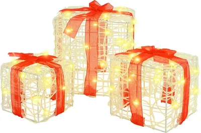 Obrázek produktu pro Dárková krabice 3 ks Teplá bílá 20 x 20 x 20 cm Akryl 60 LED