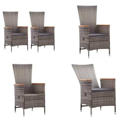 Produktbild von vidaXL Gartenstühle 2 Stk. mit Auflagen Poly Rattan Grau - Gartenstuhl - Gartenstühle - Gartenmöbel - Garten Sitzmöbel