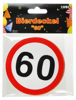 Bierdeckel für 60. Geburtstag, 10 Stück, Karton, mehrfarbig