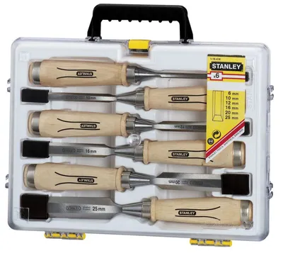 Produktbild von Stechbeitel-Set 6-tlg. Klingenbreite 6-10-12-16-20-25 mm Eschenholzheft Stanley