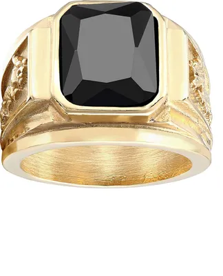Produktbild von Karisma Männer Gold Edelstahl 316L Männer Ring Drachen - Schwarzer Stein - RHC4000.b