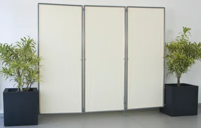 Obrázek produktu pro Paraván 3-dílný, slonová kost, skládací, větruodolný, omyvatelný 1,7x2,1m