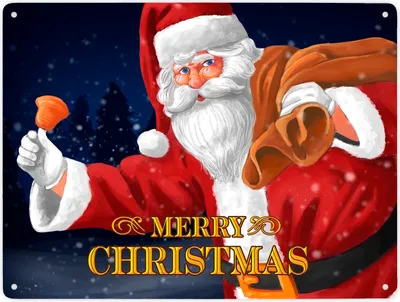 Produktbild von Merry Christmas Weihnachtsmann Metallschild XXL in 28x38 cm