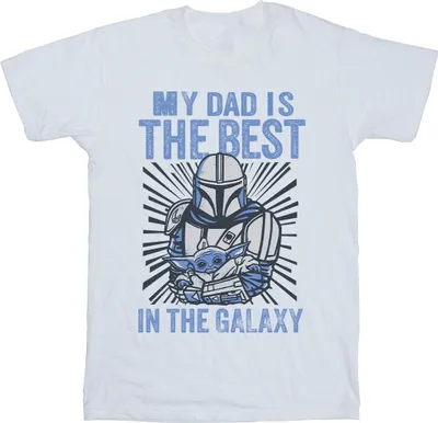 Image de Star Wars - "Mandalorian Best Dad" T-shirt pour homme BI52007 (S) (Blanc)