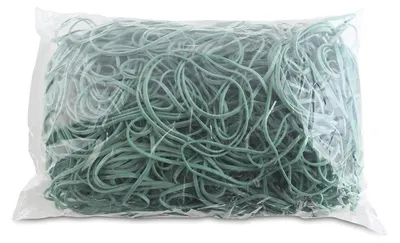 Productafbeelding van KANTORARTIKELEN: Elastiekjes. Diameter: 80 mm. Kleur: Groen. Gewicht: 1000 g - 1 kg