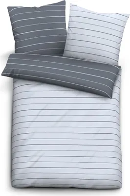 Produktbild von biberna 0636044 Mako-Satin Bettwäsche STREIFEN - MIX & MATCH color: blau, size: 1x 80x80 cm