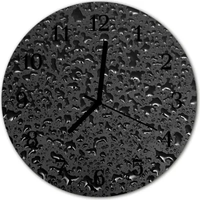 Produktbild von Glasuhr Wanduhr Küchenuhr Echt-Glas 30fi cm Wasser Tropfen schwarz