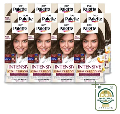 Immagine prodotto di 12 confezioni di tinta per capelli Poly Palette Vital Care, tonalità 6-0 (biondo chiaro), contenimento 115 ml, confezione risparmio, 12 pezzi