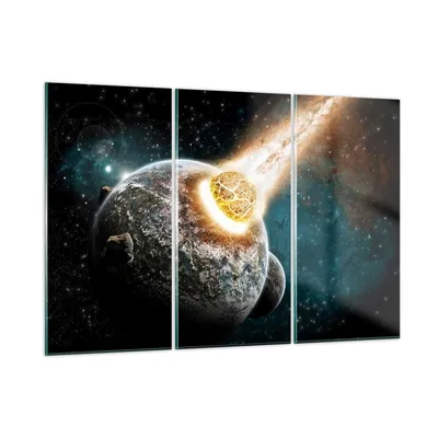Produktbild von Bilder auf glas - Katastrophe Apokalypse Komet Explosion - 105x70cm - Glasbilder - Wandbilder - Kunstdruck - Wanddekoration aus Glas - Glas Bilder - Wandbild auf Glas - GCE105x70-0345