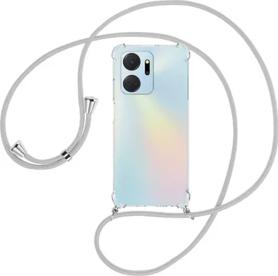 Produktbild von Handykette Backcover-Schutzhülle mit Band (Metall silberfarben) für Honor X7a (6.75'') - silbergrau