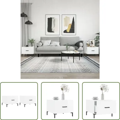Produktbild von The Living Store Couchtische 2 Stk. Hochglanz-Weiß 50x50x40 cm Holzwerkstoff