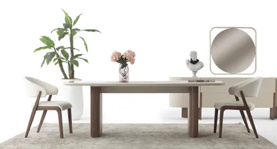 Obrázek produktu pro Bílo-hnědý jídelní set Robustní jídelní stůl Designová 4x křesla