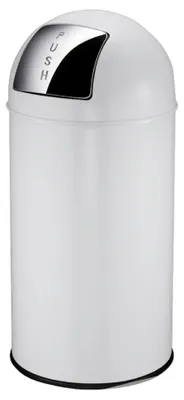Produktbild von Abfallbehälter mit Pushdeckel & Inneneimer aus Metall | 40 Liter, HxBxT 74x34x34cm | Weiß