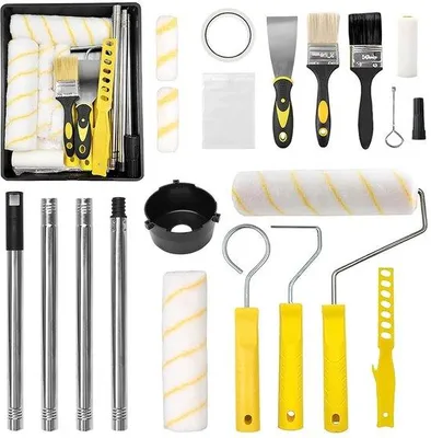 Image de Kit de rouleau de peinture comprenant une tige télescopique et un seau de peinture, 18 pièces