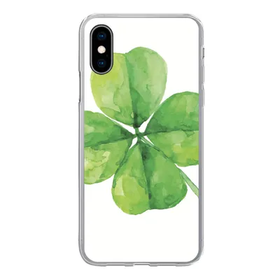 Produktbild von MuchoWow® Handyhülle Schutzhülle Hülle für iPhone X Vierblättriger Klee - Aquarell - Pflanze Silikon Softcase Handy Hülle - Handyhülle