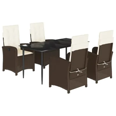 Image de vidaXL Ensemble de jardin 5 pièces avec coussins Marron Poly rotin