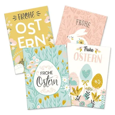 Produktbild von itenga 12 x Postkarte Grußkarte Frohe Ostern Mix mit 4 Motiven DIN A6 hoch