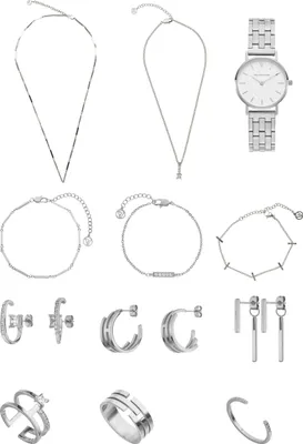 Image de PAUL VALENTINE Coffret cadeau Moon pour femme avec 11 surprises + montre argent