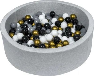 Image de Piscine à balles aire de jeux + 200 balles noir, blanc, or, gris