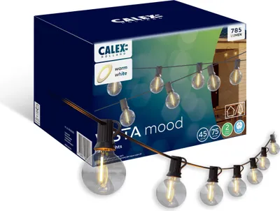 Produktbild von Calex Vista XL Lichterkette 10 m, 8 große Lampen, warmweiß Licht, christmas lights, wasserdicht, mit Fernbedienung