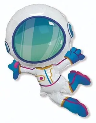 Image de Ballon en plastique - Astronaute, espace, bleu-blanc, 60cm, emballé
