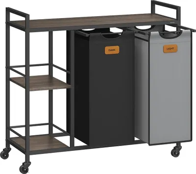 Obrázok produktu pre Košík na prádlo so 2 priehradkami – triedič prádla – organizér na oblečenie – oceľová konštrukcia – 87 x 33 x 80,5 cm
