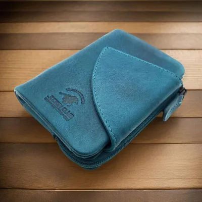 Produktbild von Jockey Club kleine echt Leder Geldbörse Portemonnaie mit RFID Schutz petrol