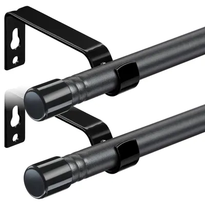 Produktbild von Elzusha – Set aus 2 Metall-Vorhangstangen für Vorhänge mit Ösen – Matt Schwarz, verstellbar