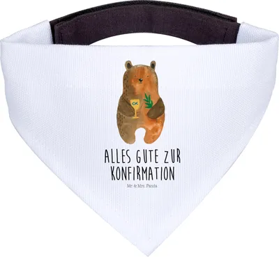 Produktbild von Mr. & Mrs. Panda Bandana Bär Konfirmation - Weiß - Geschenk, Gottesdienst, Halstuch für Hund, Teddy, Hunde, Dreieckstuch, Evangelisch, Kirche
