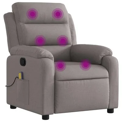 Produktbild von Massagesessel verstellbare Rückenlehne Fußteil Stoff Taupe mit Vibrationsmassage