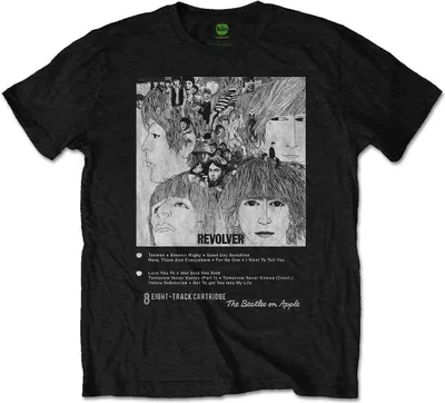 Image de T-shirt The Beatles - « Revolver 8 Track » pour homme/femme, unie RO1336 (L) (noir)