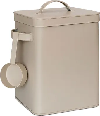 Produktbild von Relaxdays Metallbox, 6,5 L Aufbewahrungsbox mit Dosierhilfe, Tierfutter & Kaffee, luftdicht, Waschpulverdose, beige