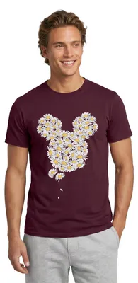 Produktbild von Mickey & Minnie Mickey Mouse Gänseblümchen Männer T-Shirt, L, Ziegelrot