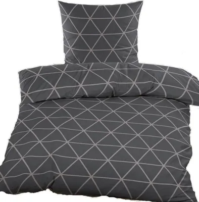 Produktbild von Biber Winter Bettwäsche 135 x 200 + 80x80 cm, Baumwoll Mischgewebe, grau Dreiecke
