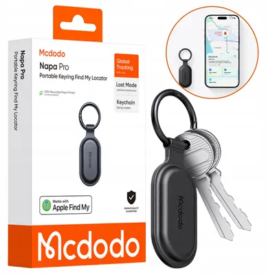 Produktbild von Mcdodo Mini GPS-Tracker für Auto, Schlüssel, Fahrrad, kompatibel mit Apple Find My, schwarz