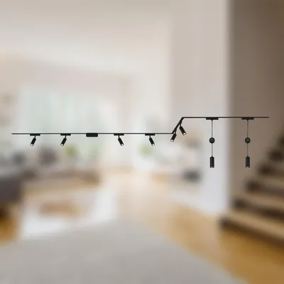Railsystem Luxtrail Komplettset, 6 Spots + 2 Pendel, 4 m, Schwarz