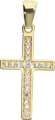 Produktbild von Kreuz Ketten Anhänger aus Gold 333 (8 kt) mit Zirkonia