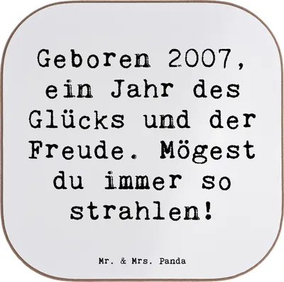 Produktbild von Mr. & Mrs. Panda Tischuntersetzer Spruch 2007 Geburtstag - Weiß - Geschenk, Happy Birthday, Jubiläum, Geburtstagsgeschenk, Coaster, besondere Momente, Tassenuntersetzer