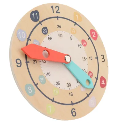 Image de Horloge pédagogique,Horloge pédagogique en bois,Horloge pédagogique pour enfants,Horloge de démonstration,Jouet éducatif