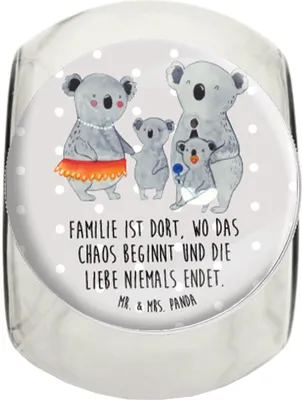 Produktbild von Mr. & Mrs. Panda Kaffeedose Koala Familie L 870ml - Grau Pastell - Geschenk, Vorratsglas, Mama, Aufbewahrungsdose, Koalas, Papa, Teedose, Kinder, Bonbonglas, Bruder
